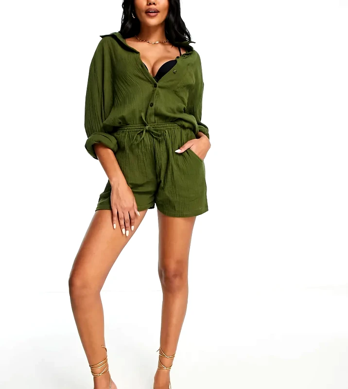 Esmée Esmee Exclusive co-ord beach shorts in khaki-Green