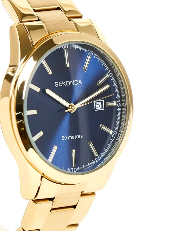 Sekonda Sekonda unisex bracelet watch with blue dial in gold