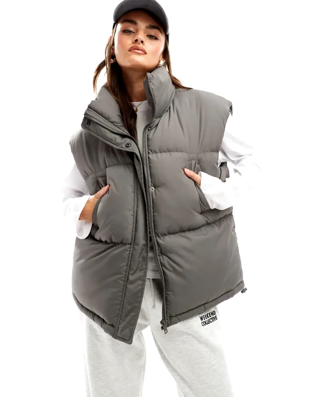 Brave Soul Brave Soul padded gilet vest in dark grey