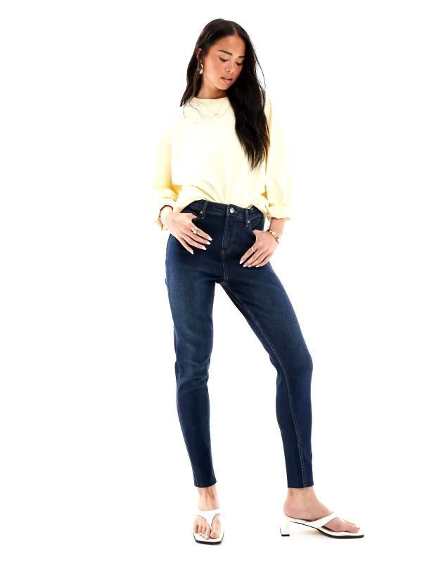 Miss Selfridge Miss Selfridge skinny high waist jean in indigo wash-Blue
