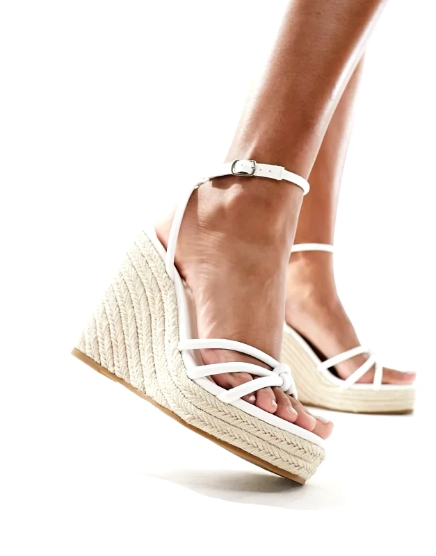 Glamorous Glamorous espadrilles wedge heeled sandals in white