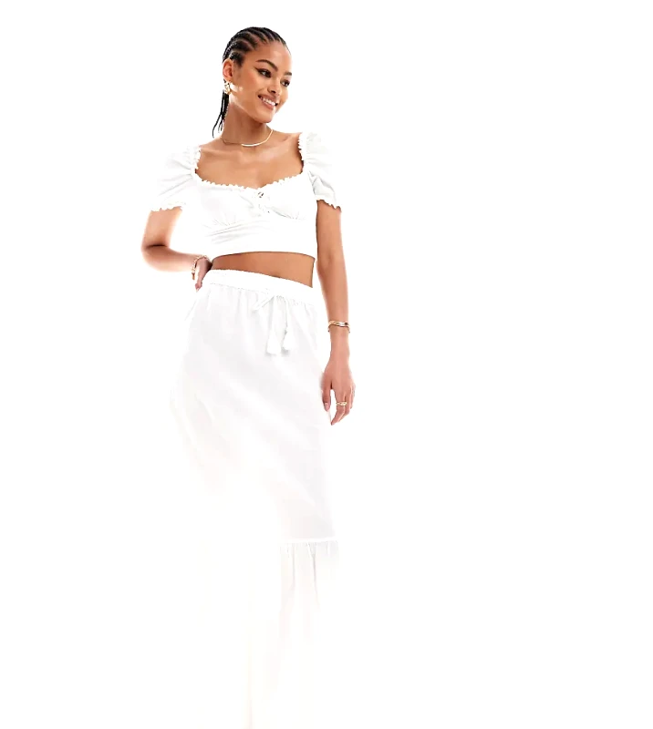 Vero Moda Tall Vero Moda Tall boho maxi skirt in white