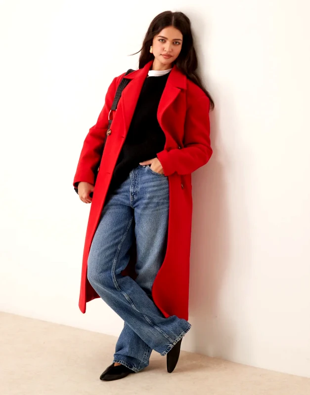 Miss Selfridge Miss Selfridge belted wrap formal coat in bright red