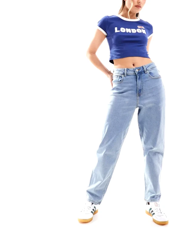 JJXX JJXX Lisbon mom jeans in light blue wash