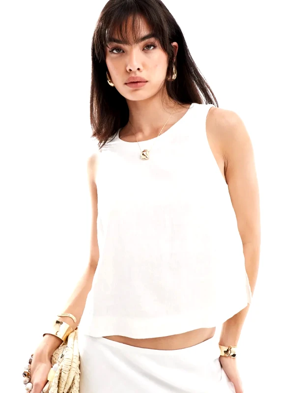 New Look New Look linen look shell top in white