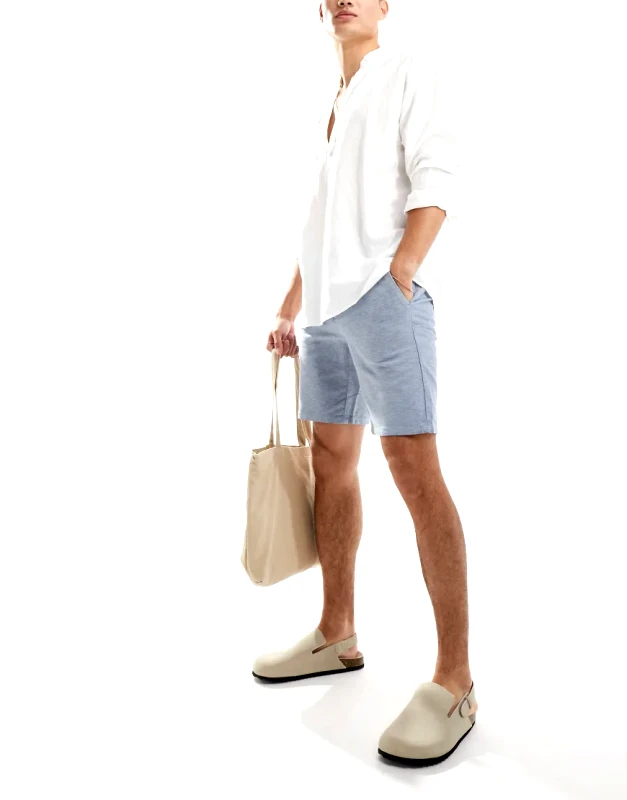 ONLY & SONS ONLY & SONS linen mix chino short in light blue melange
