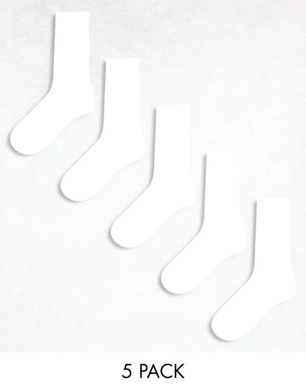 ASOS DESIGN ASOS DESIGN 5 pack ankle socks in white