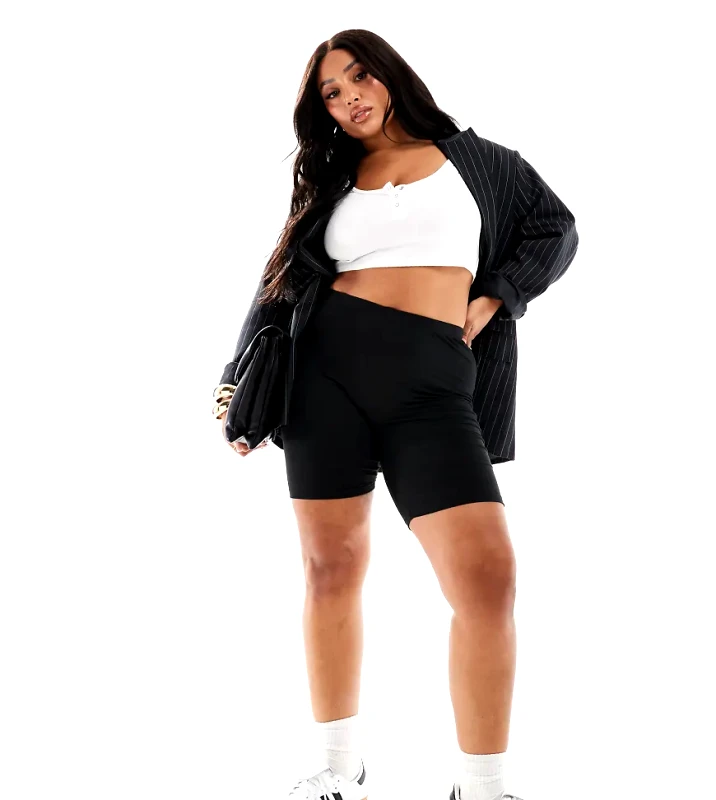 Brave Soul Brave Soul Plus sindy legging shorts in black
