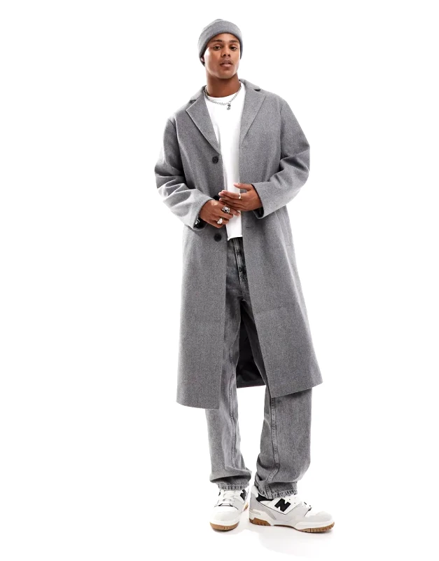 ASOS DESIGN ASOS DESIGN regular fit wool look overcoat in grey