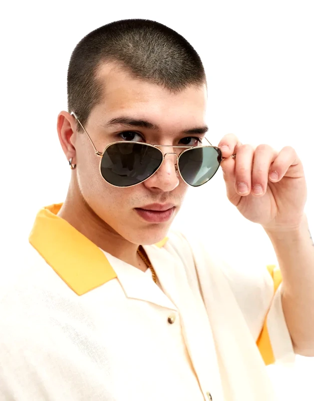 Jack & Jones Jack & Jones aviator sunglasses in gold
