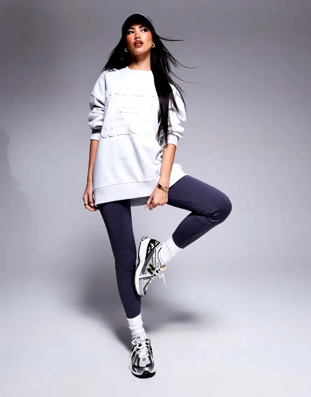 ASOS Weekend Collective Weekend Collective distressed logo sweatshirt in grey marl