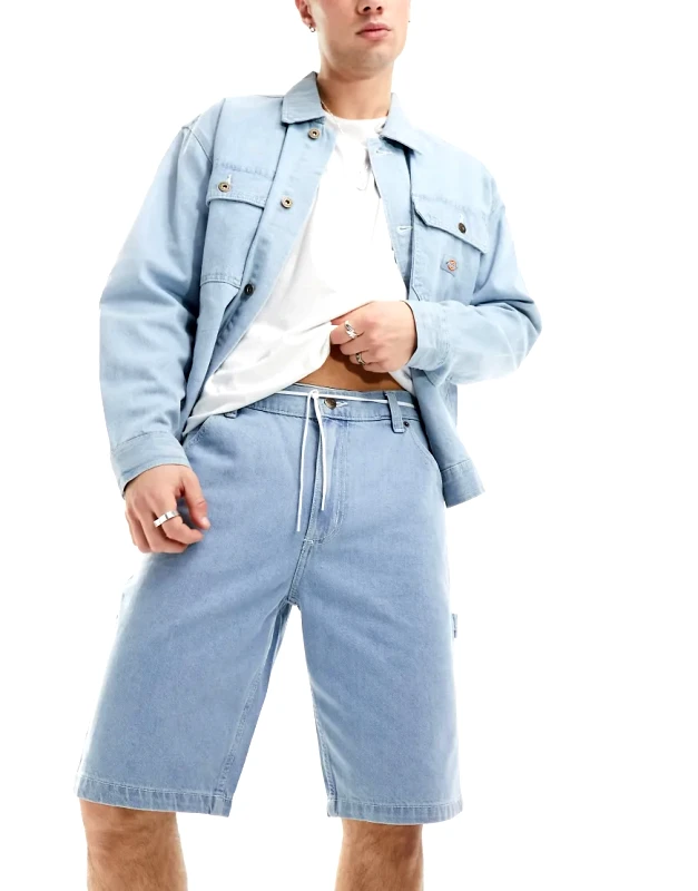 Dickies Dickies garyville denim shorts in vintage light blue