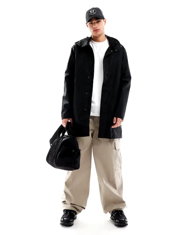 Brave Soul Brave Soul soft shell mac jacket with hood in black