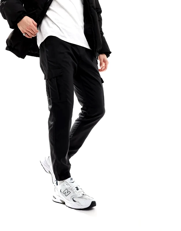 French Connection Mens French Connection utility tech cargo trousers in black