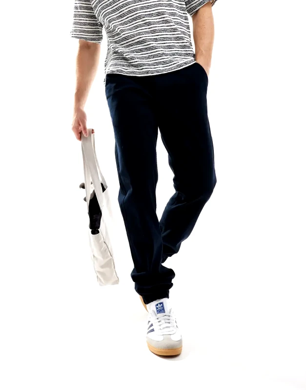 French Connection Mens French Connection cuffed chino trousers in navy