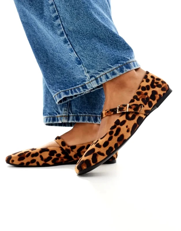 ASOS DESIGN ASOS DESIGN Lottie Mary Jane Ballet in Leopard-Multi