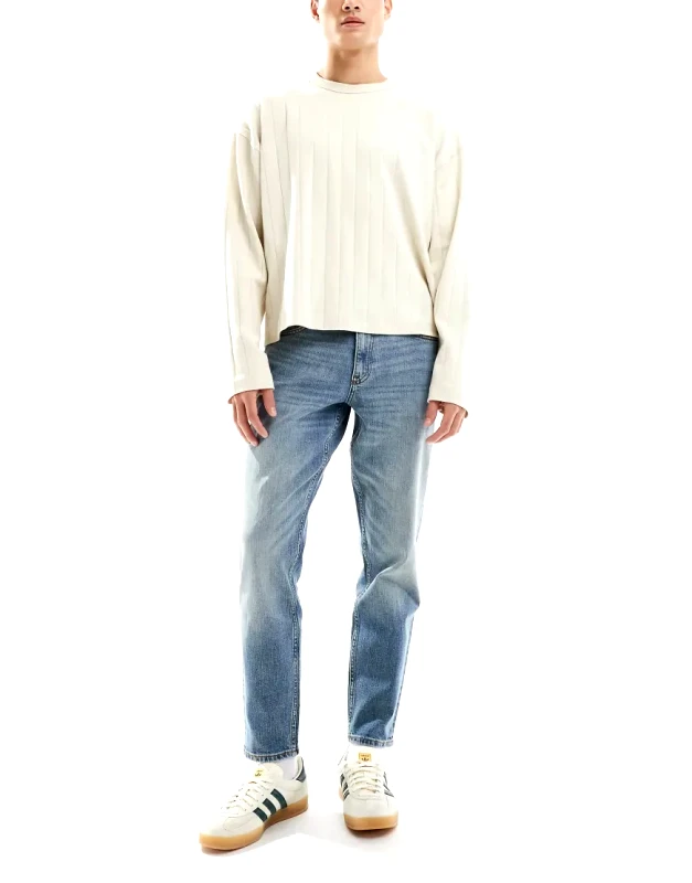 ASOS DESIGN ASOS DESIGN stretch tapered jeans in mid wash blue