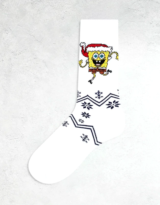 ASOS DESIGN ASOS DESIGN socks with Christmas Spongebob artwork in white
