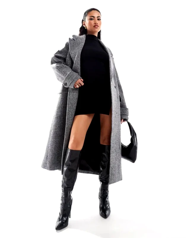 Forever New Forever New formal coat in light grey herringbone