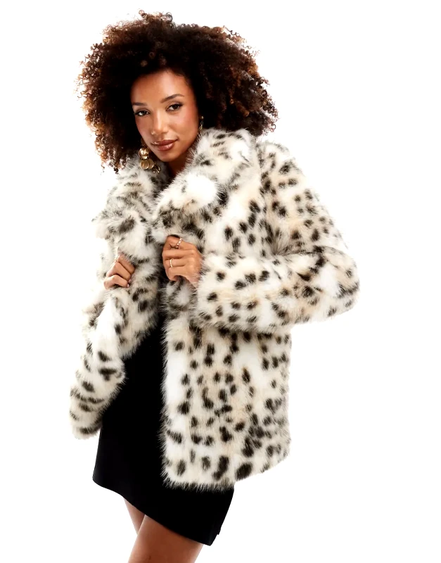 Forever New Forever New faux fur coat in animal-Multi