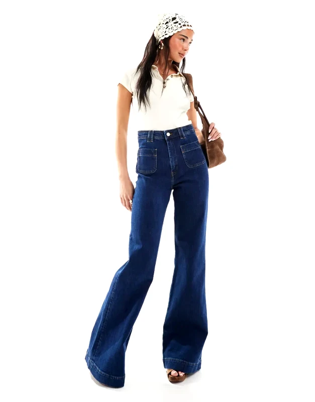 & Other Stories & Other Stories high waist wide leg jeans in dark blue wash