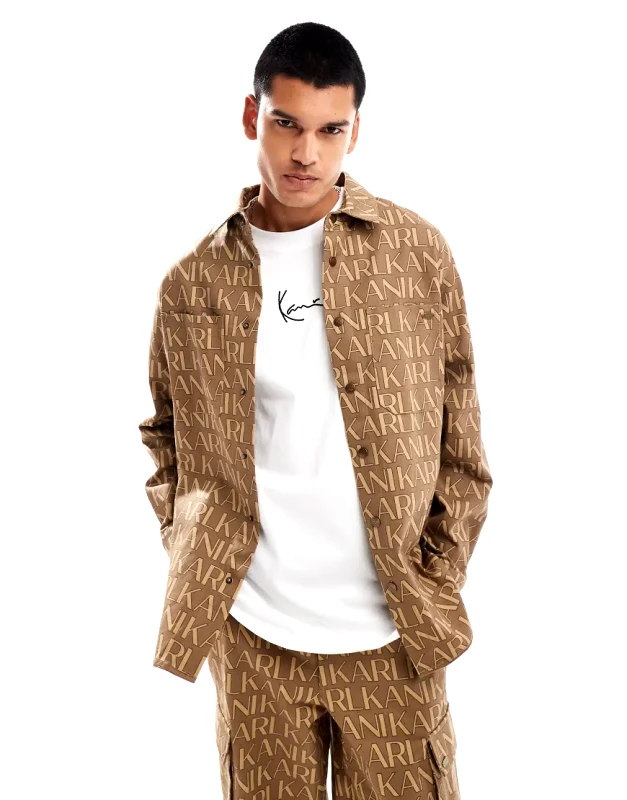 Karl Kani Karl Kani co-ord oversized shirt in light beige-Neutral