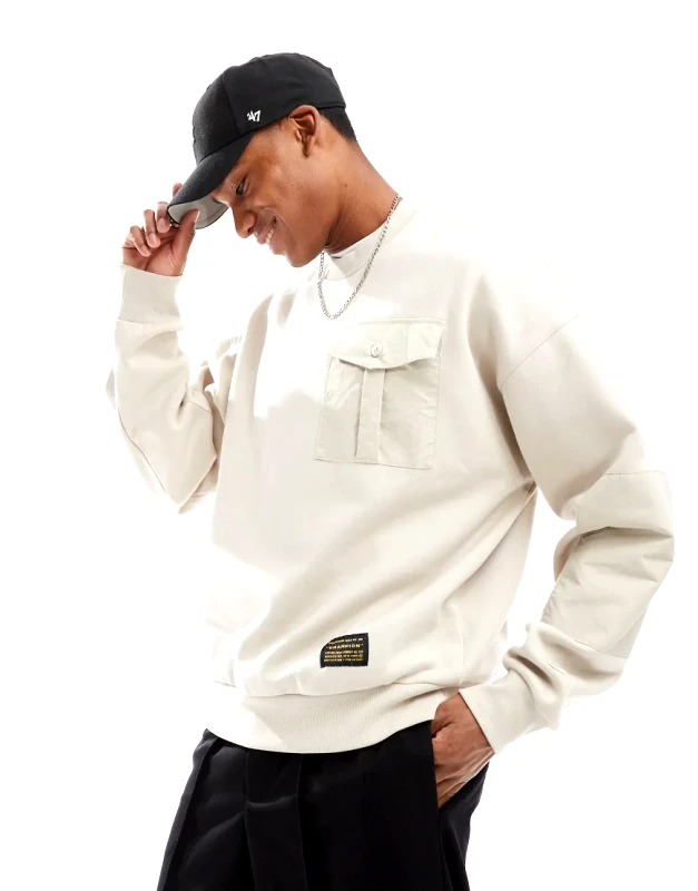 Champion Champion Rochester Utility crew neck sweatshirt in stone-Neutral