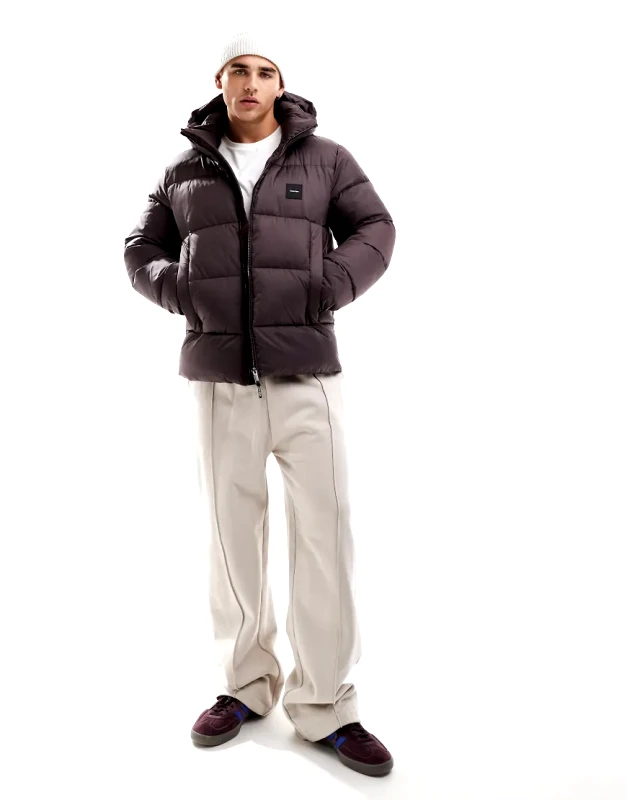 Calvin Klein Calvin Klein hooded padded jacket in brown