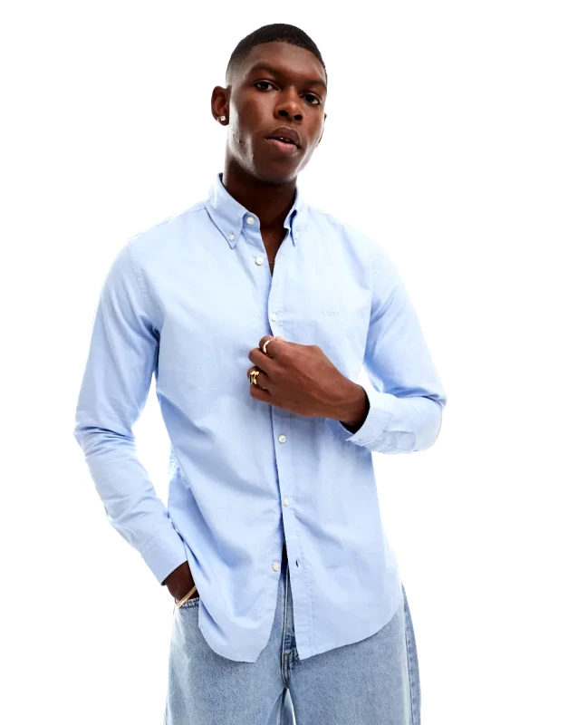 BOSS Orange rickert oxford long sleeve shirt in light blue φωτογραφία
