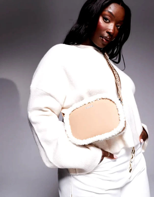 Hugo Red HUGO Red bel crossbody bag in beige with sherpa lining detail-Neutral