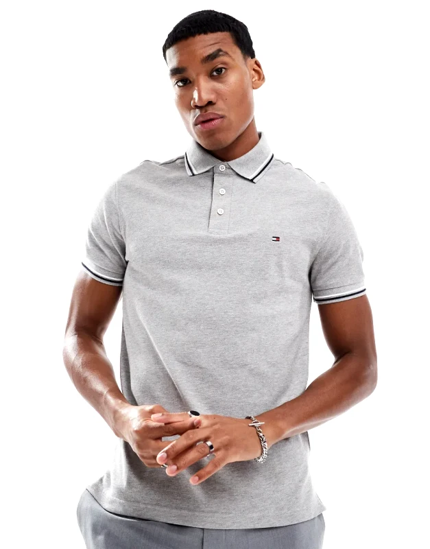 Tommy Hilfiger Tommy Hilfiger tipped slim fit polo shirt in grey