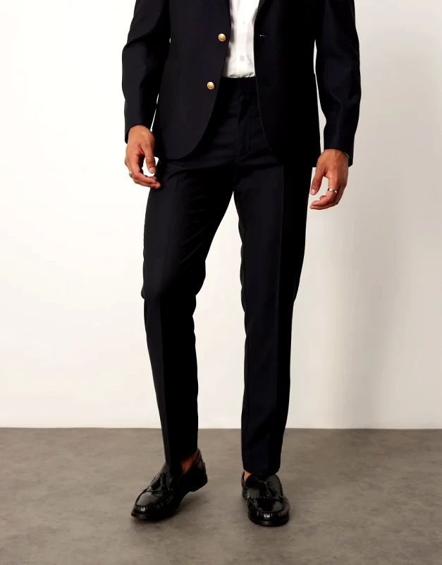 ASOS DESIGN ASOS DESIGN slim suit trousers in navy jacquard