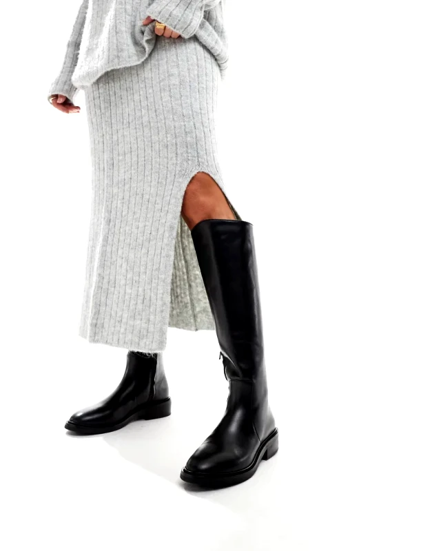 & Other Stories & Other Stories leather high boots in black