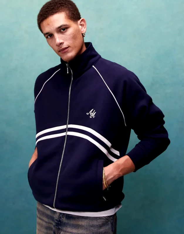 Alma De Ace Alma de Ace co-ord zip up track jacket with contrast piping in navy