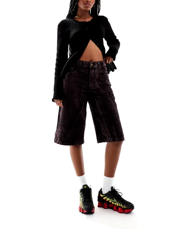 Deus Ex Machina Deus Ex Machina X ASOS exclusive acid wash denim jort in brown