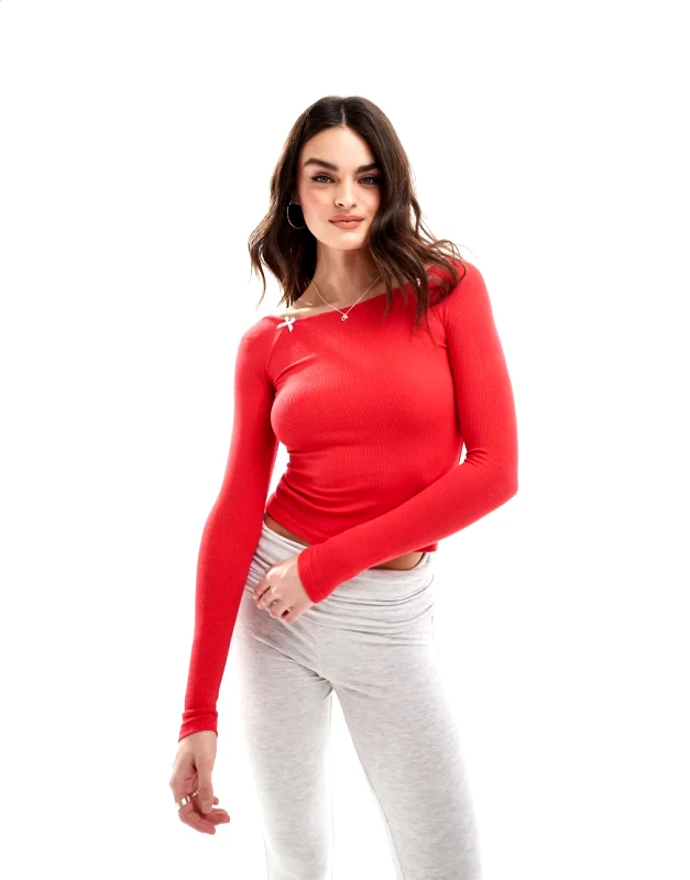 Cotton:On Cotton On lounge boat neck sleep top in red with bows
