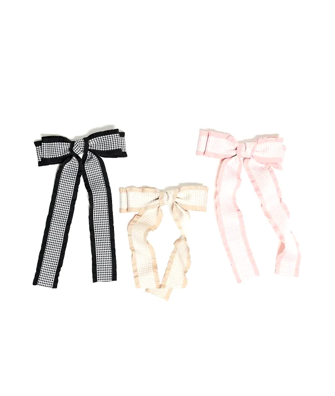 Easilocks Easilocks X ASOS Exclusive Gingham hair bows - 3 pack (pink black and cream)-Multi