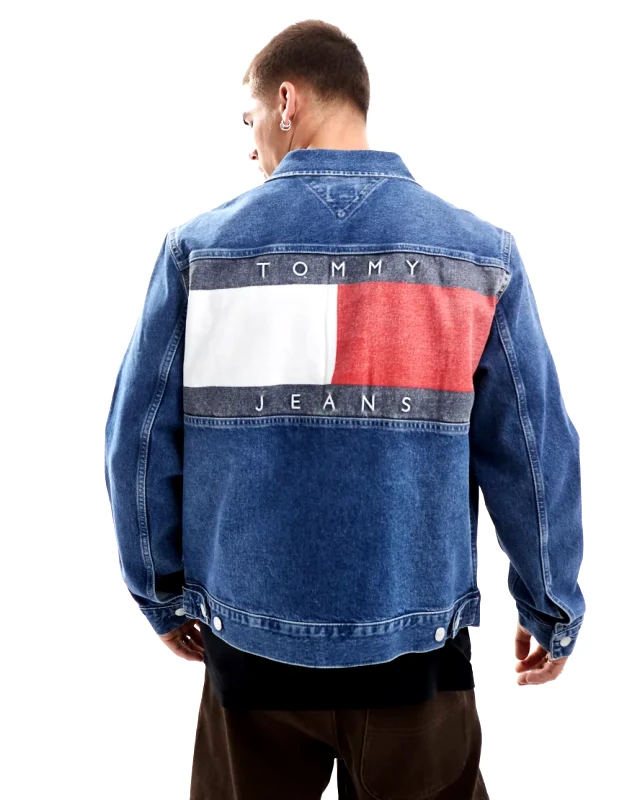 Tommy Jeans Tommy Jeans denim trucker jacket in mid wash-Blue