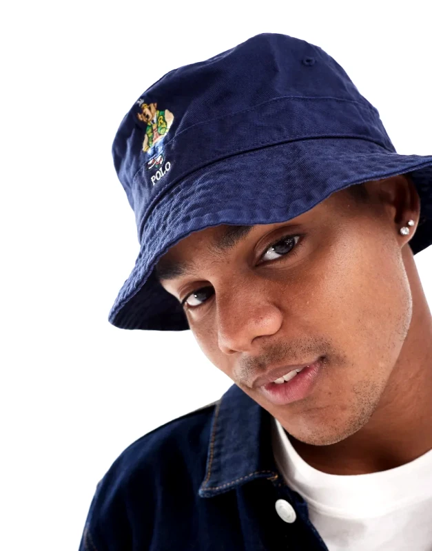 Polo Ralph Lauren Polo Ralph Lauren varsity bear embroid logo twill bucket hat in navy