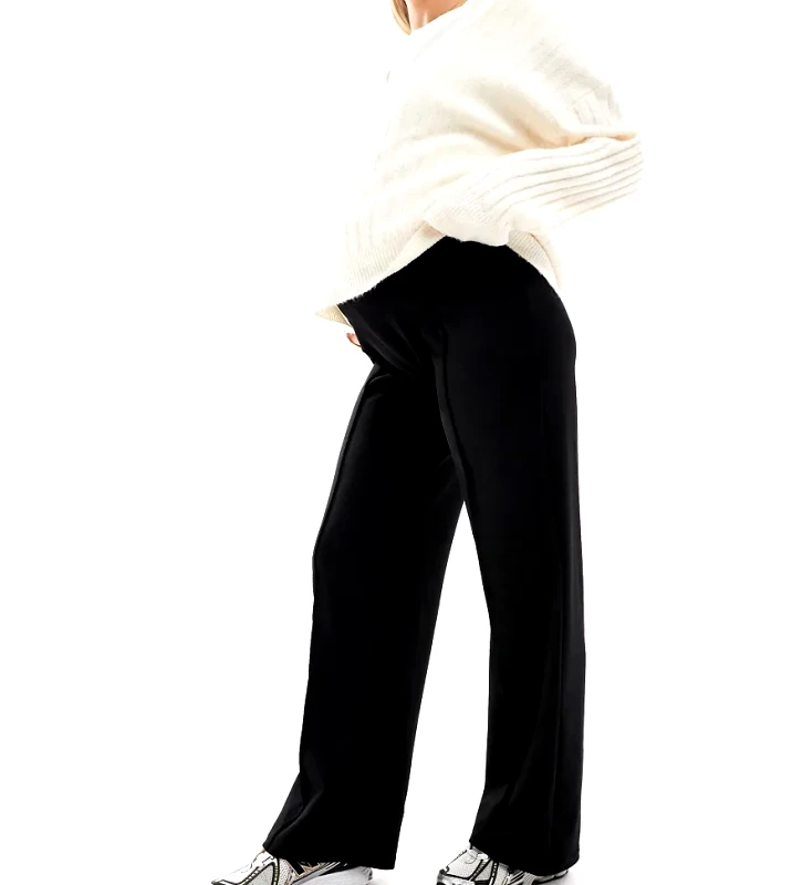 Vero Moda Maternity Vero Moda Maternity pleat front wide leg trousers in black