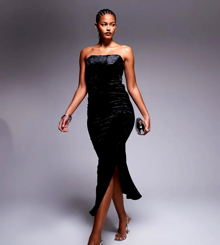 Jaded Rose Tall Jaded Rose Tall velvet midaxi dress in black