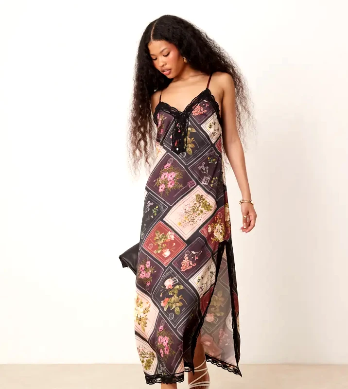 Miss Selfridge Petite Miss Selfridge Petite maxi dress in patchwork print-Multi