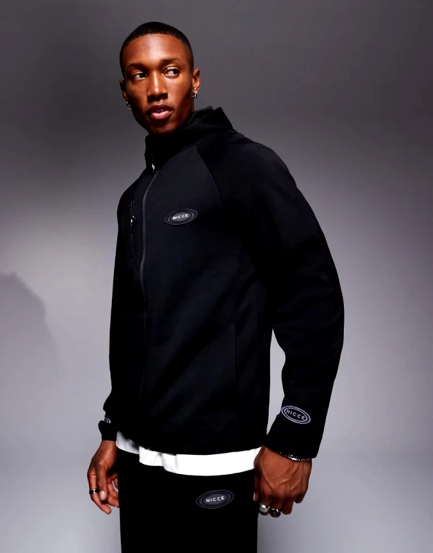 Nicce Nicce co-ord logo zip up jacket in black