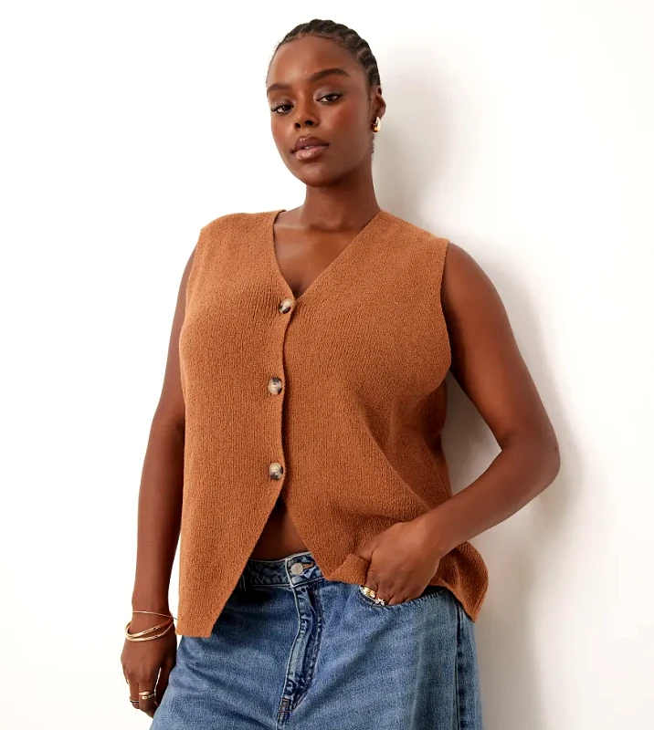 ASOS Curve ASOS DESIGN Curve relaxed fit waistcoat in chocolate-Brown