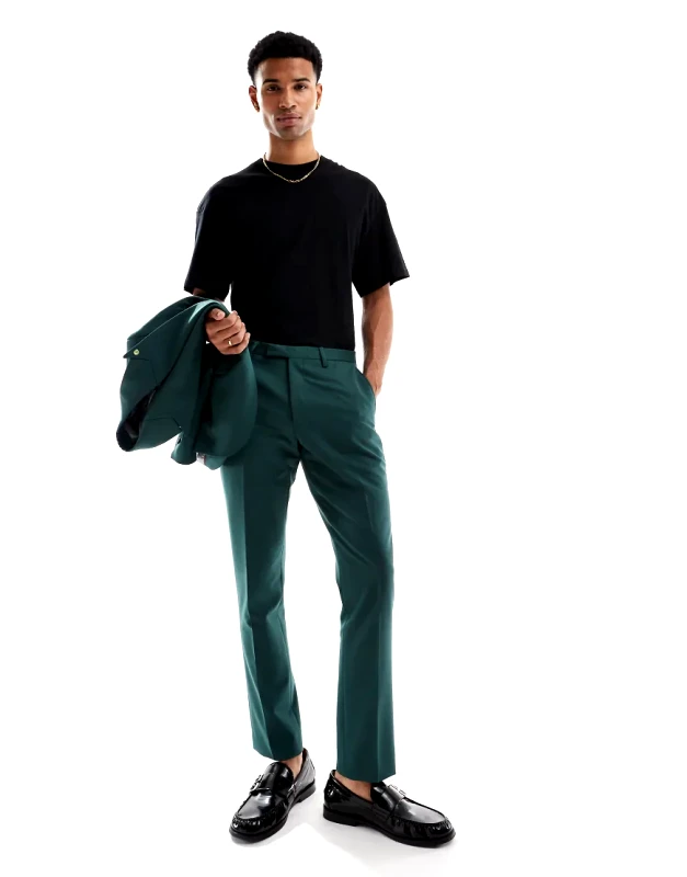 Twisted Tailor Twisted Tailor Buscot skinny suit trousers in forest green co-ord