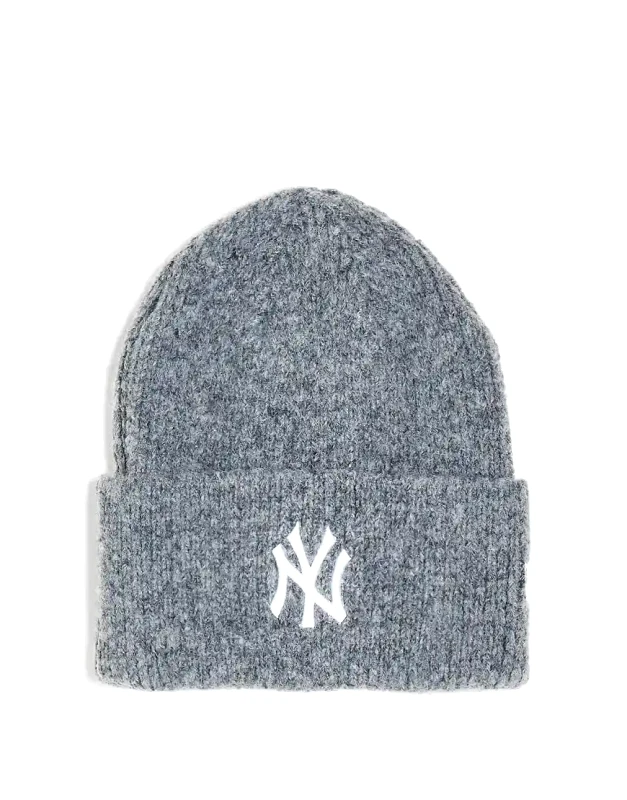 New Era New Era NY Yankees cuff beanie in grey marl