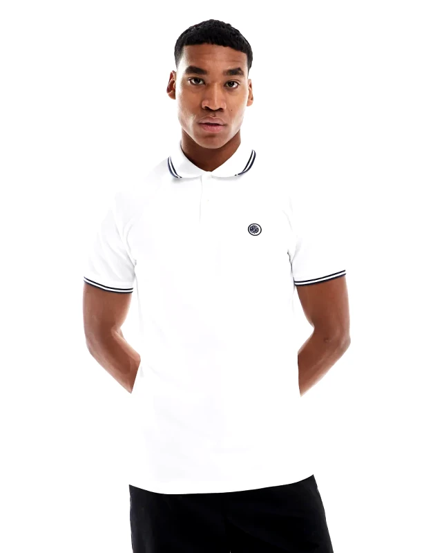 Pretty Green Pretty Green logo polo with tipping in white