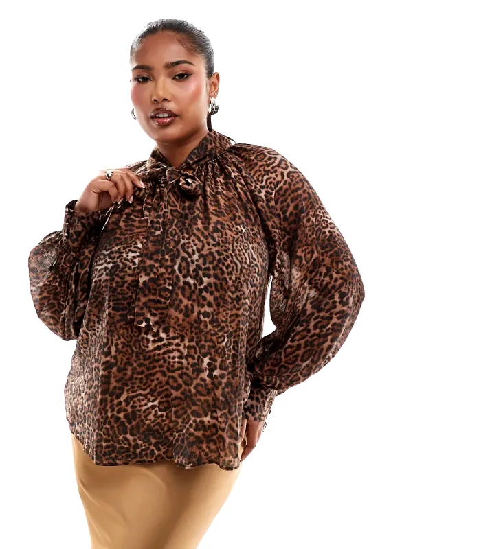 Nobody's Child Plus Nobody's Child Plus Goldie printed blouse in leopard-Multi