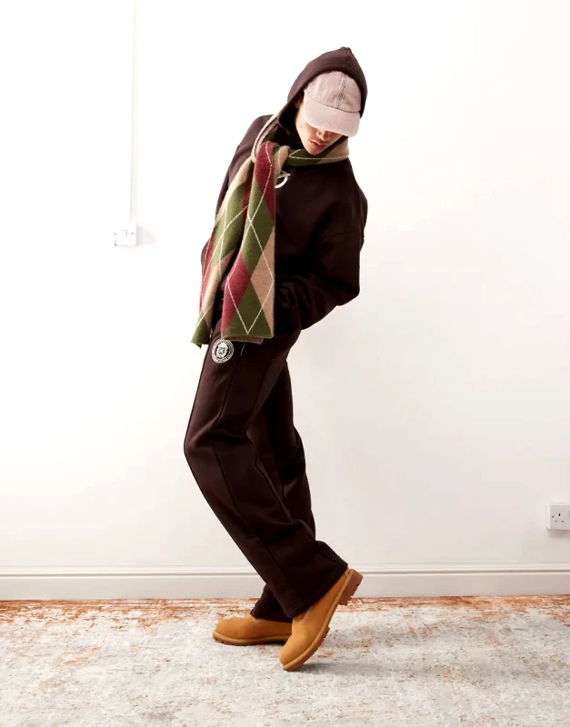 Prohibited Prohibited seam detail sweat straight leg jogger co-ord in brown