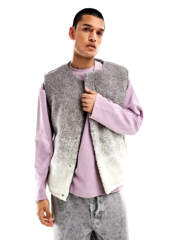 Native Youth Native Youth ombre borg waistcoat in grey
